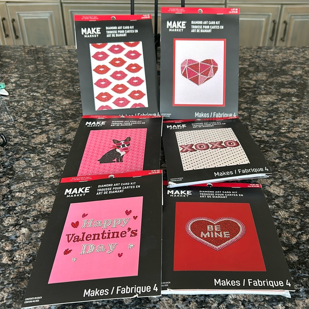 MAKE MARKET VALENTINES DAY DIAMOND ART CARD KIT LOT OF 6 NWT